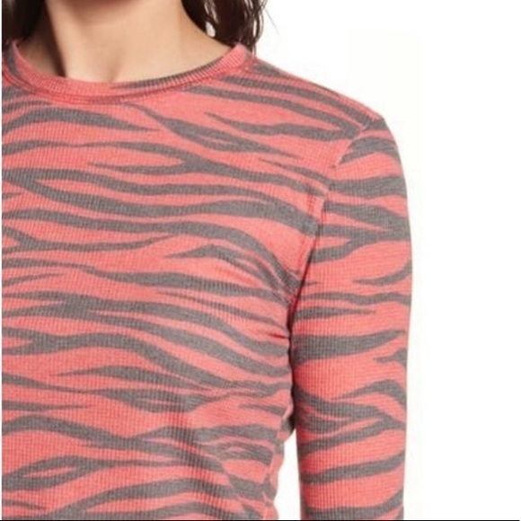 BP Nordstrom red tango zebra stripe cozy thermal top (NWOT) - Picture 2 of 9